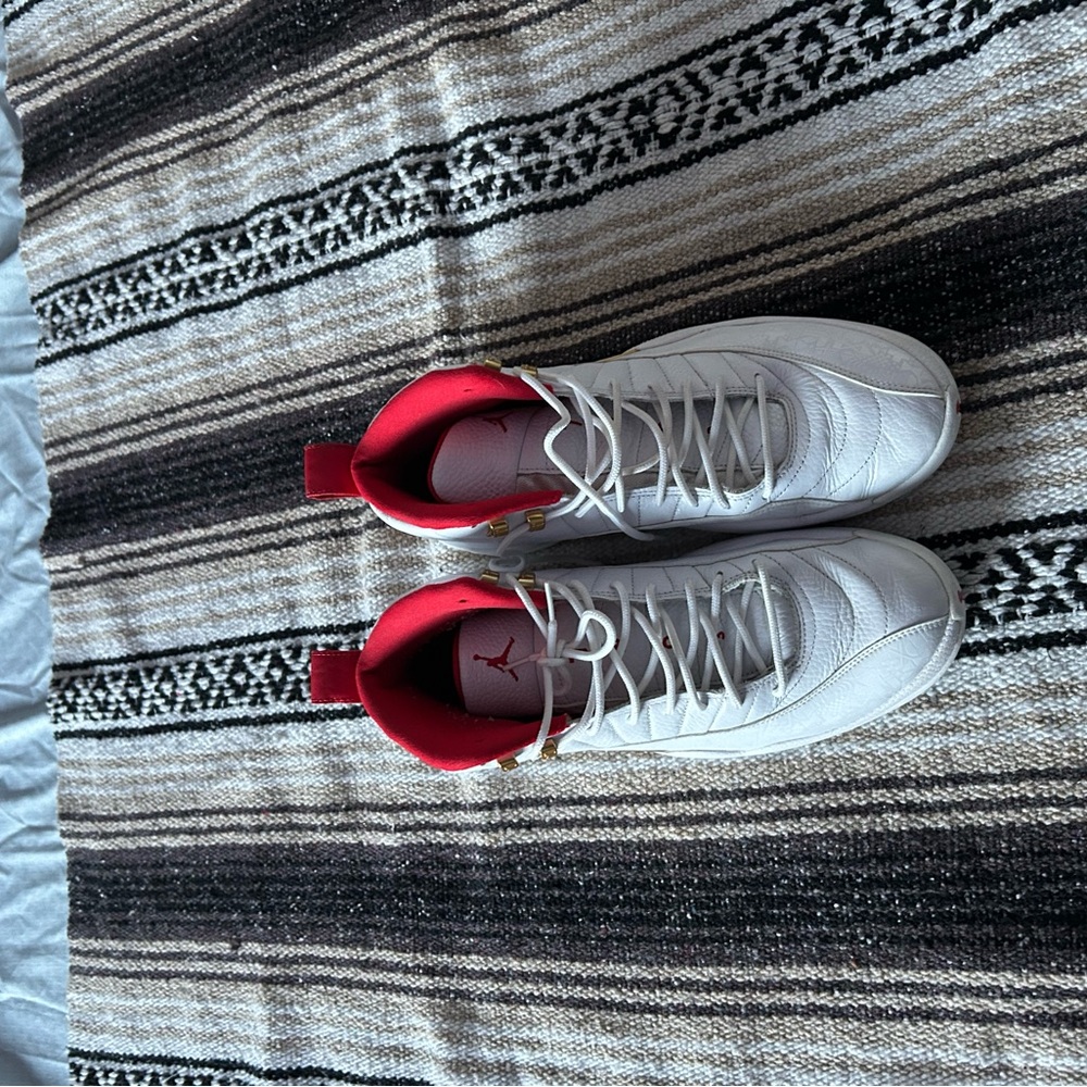 Jordan White and Red High-Top Sneakers